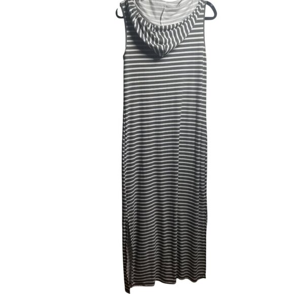 NWT Women's Gray/White Nautical Maxi Dress Sz M - Picture 2 of 5